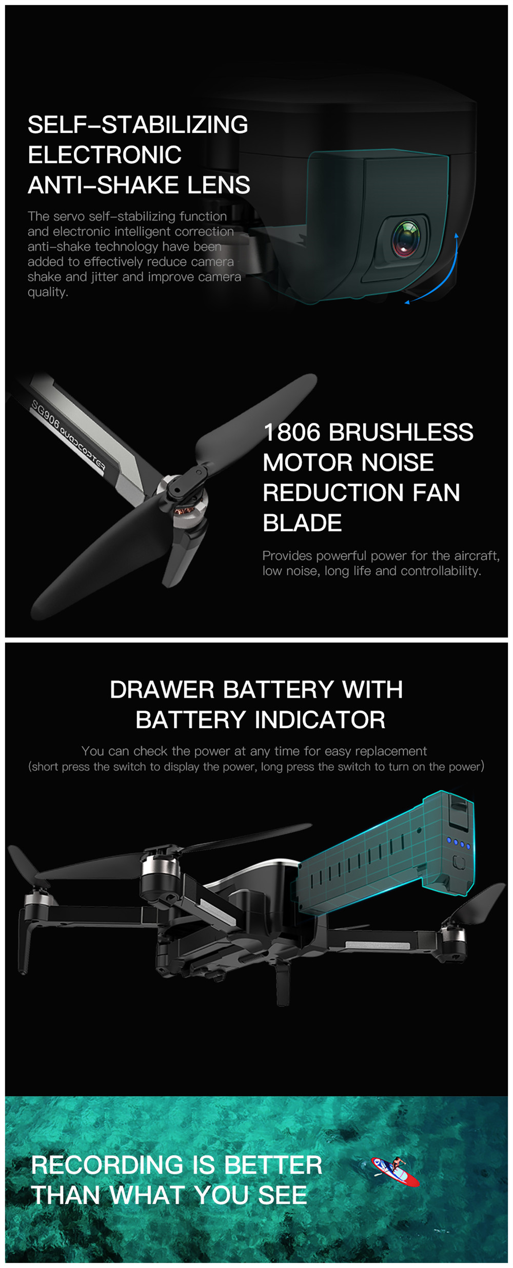 Beast SG906 WiFi Τηλεκατευθυνόμενο Αναδιπλούμενο RC Drone Quadcopter RTF ZLRC GPS 5G WIFI 4K Foldable - Black